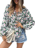 Women's Casual Boho Floral Print V Neck Long Sleeve Top by DailySale