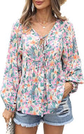 Women's Casual Boho Floral Print V Neck Long Sleeve Top by DailySale