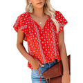 Women's Casual Boho Floral Printed V Neck Tops Drawstring Blouse by DailySale