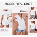 Women's Casual Boho V Neck Tops Drawstring T Shirt by DailySale