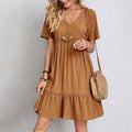 Women's Casual Dress Ruffle V Neck Midi Shift Dress by DailySale