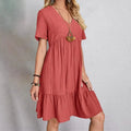 Women's Casual Dress Ruffle V Neck Midi Shift Dress by DailySale