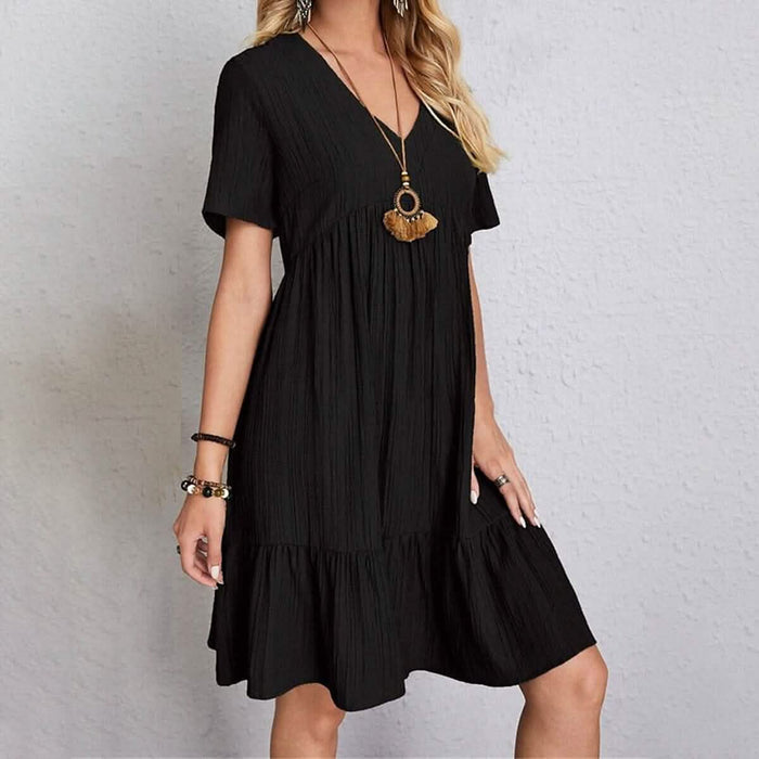 Women's Casual Dress Ruffle V Neck Midi Shift Dress by DailySale