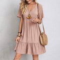 Women's Casual Dress Ruffle V Neck Midi Shift Dress by DailySale
