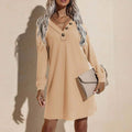 Women's Casual Dresses V-Neck Buttoned Hip Knitted Dresses by DailySale