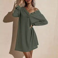 Women's Casual Dresses V-Neck Buttoned Hip Knitted Dresses by DailySale