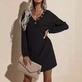 Women's Casual Dresses V-Neck Buttoned Hip Knitted Dresses by DailySale