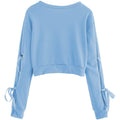 Women's Casual Lace-Up Long-Sleeved Pullover Crop Top Sweatshirt by DailySale