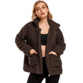 Women's Casual Lapel Fleece Fuzzy Faux Shearling Zipper Coat by DailySale