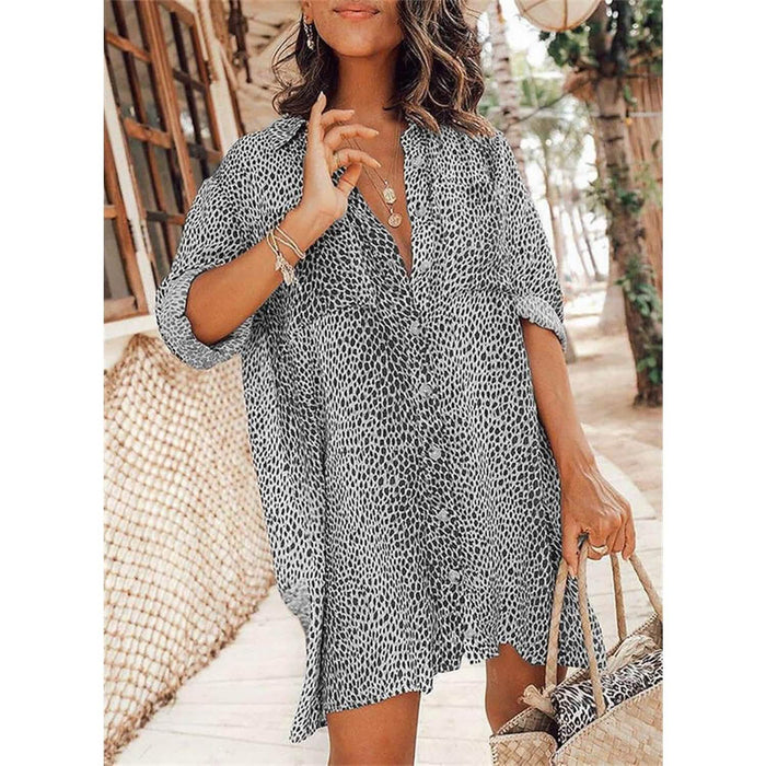Women's Casual Leopard Print Shirt Dress by DailySale