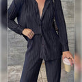 Women's Casual Long Sleeve Button Blouse Top Wide Leg Loose Streetwear Loungewear by DailySale