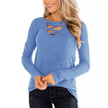 Women's Casual Long Sleeve T-Shirt Criss Cross V-Neck Basic Tees Tops by DailySale