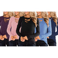 Women's Casual Long Sleeve T-Shirt Criss Cross V-Neck Basic Tees Tops by DailySale