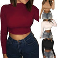 Women's Casual Round Neck Bottoming Long Sleeve Crop Top by DailySale