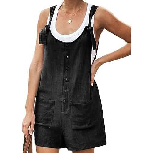Women's Casual Summer Cotton Linen Rompers Overalls Jumpsuit Shorts by DailySale