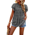 Women's Casual Summer Tops Ruffle Short Sleeve Mock Neck Fashion Floral Chiffon Blouse Shirts by DailySale