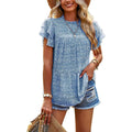 Women's Casual Summer Tops Ruffle Short Sleeve Mock Neck Fashion Floral Chiffon Blouse Shirts by DailySale