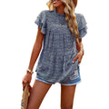 Women's Casual Summer Tops Ruffle Short Sleeve Mock Neck Fashion Floral Chiffon Blouse Shirts by DailySale