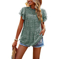 Women's Casual Summer Tops Ruffle Short Sleeve Mock Neck Fashion Floral Chiffon Blouse Shirts by DailySale