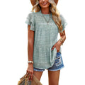 Women's Casual Summer Tops Ruffle Short Sleeve Mock Neck Fashion Floral Chiffon Blouse Shirts by DailySale