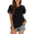 Womens Casual T-Shirts Summer Crew Neck Ruffle Sleeve Tees Tunic Tops by DailySale