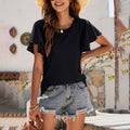 Womens Casual T-Shirts Summer Crew Neck Ruffle Sleeve Tees Tunic Tops by DailySale