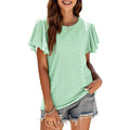 Womens Casual T-Shirts Summer Crew Neck Ruffle Sleeve Tees Tunic Tops by DailySale