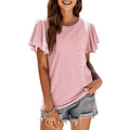 Womens Casual T-Shirts Summer Crew Neck Ruffle Sleeve Tees Tunic Tops by DailySale
