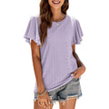 Womens Casual T-Shirts Summer Crew Neck Ruffle Sleeve Tees Tunic Tops by DailySale