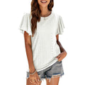 Womens Casual T-Shirts Summer Crew Neck Ruffle Sleeve Tees Tunic Tops by DailySale