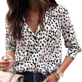 Womens Casual Tops V Neck Leopard Tunic Long Sleeve Button Down Shirts Top by DailySale