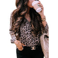 Womens Casual Tops V Neck Leopard Tunic Long Sleeve Button Down Shirts Top by DailySale