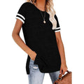 Womens Casual Tunic Tops Short Sleeve Crewneck Side Split Color Block T-Shirt by DailySale