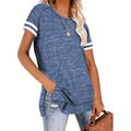 Womens Casual Tunic Tops Short Sleeve Crewneck Side Split Color Block T-Shirt by DailySale