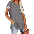 Womens Casual Tunic Tops Short Sleeve Crewneck Side Split Color Block T-Shirt by DailySale