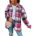 Women's Casual Woolen Long Sleeve Button Down Plaid Jacket by DailySale