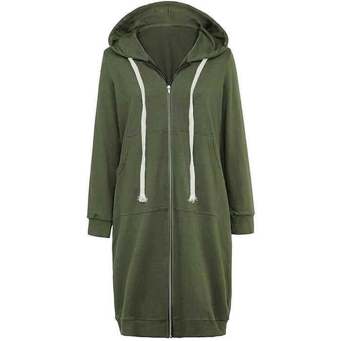 Women's Casual Zip up Hoodies Long Tunic Sweatshirts Jackets Fashion Plus Size Hoodie with Pockets by DailySale