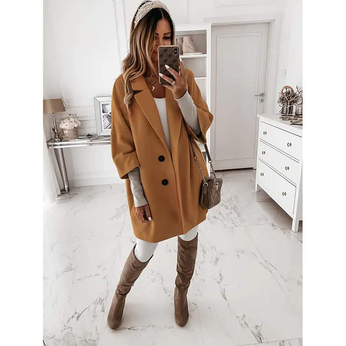 Women's Coat Shacket Jacket Long Sleeve Solid Color Oversized by DailySale