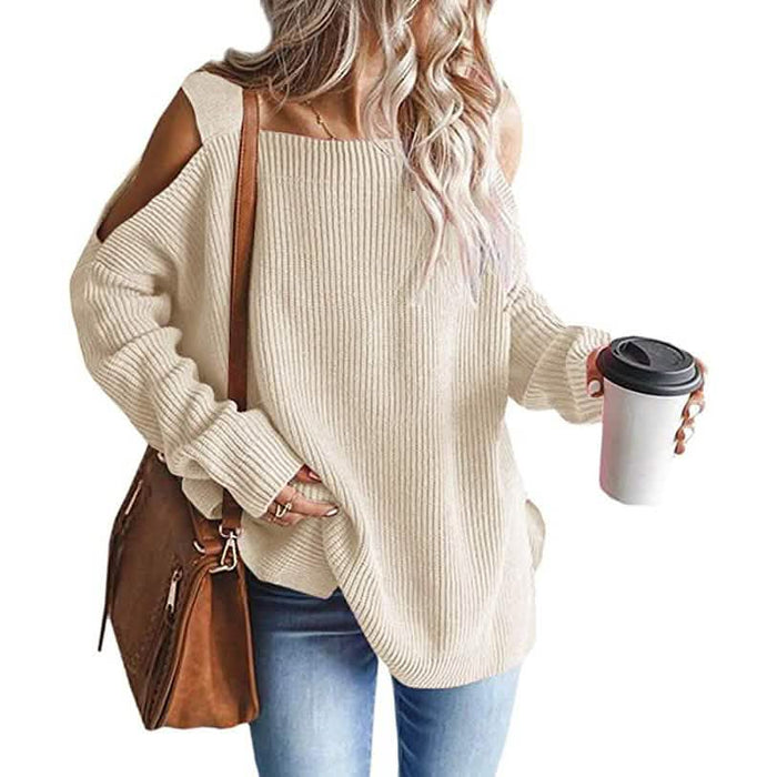 Women's Cold Shoulder Batwing Chunky Knitted Tunic Tops by DailySale
