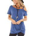 Women's Cold Shoulder Tops Summer Short Sleeve Casual Twist Knot Blouse T-Shirt by DailySale