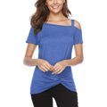 Women's Cold Shoulder Tops Summer Short Sleeve Casual Twist Knot Blouse T-Shirt by DailySale