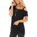 Women's Cold Shoulder Tops Summer Short Sleeve Casual Twist Knot Blouse T-Shirt by DailySale