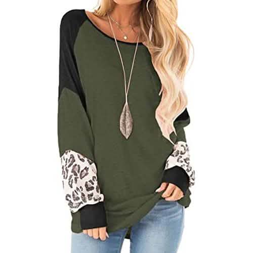 Womens Color Block Pullover Leopard Print Sweatshirt by DailySale