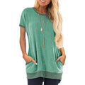 Women's Color Block Short Sleeve Lightweight Knit Sweatshirts with Pockets by DailySale