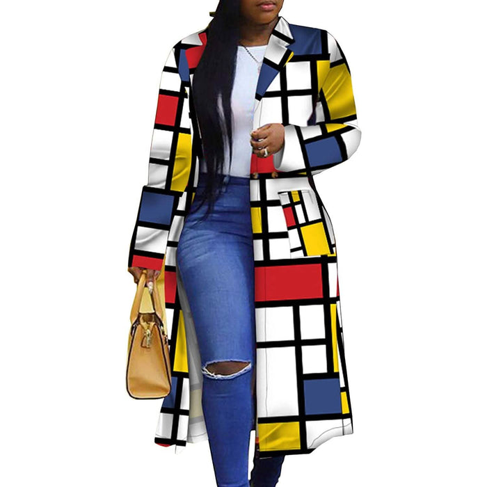 Women's Colored Geo Turn Down Collar Trench Coat by DailySale