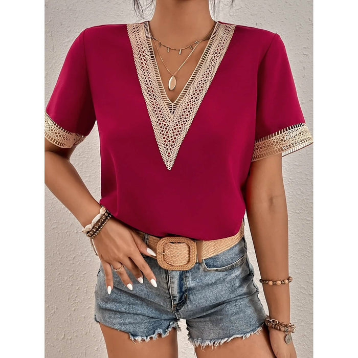 Women's Contrast Guipure Lace Blouse by DailySale