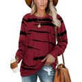 Womens Crewneck Long Sleeve Sweatshirts Striped Casual Tops Printed Loose Pullover Shirts by DailySale