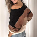 Women's Crewneck Patchwork Pullover Knit Sweater Top by DailySale