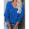 Women's Crochet Hollow Out Knitted V Neck Sweater by DailySale