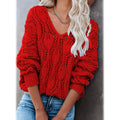 Women's Crochet Hollow Out Knitted V Neck Sweater by DailySale